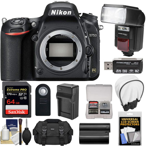Nikon D610 DSLR Camera (Body Only) with 64GB Card + Battery & Charger + Case + Flash + Kit