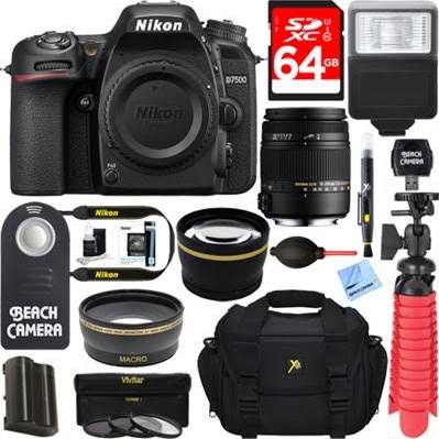 Nikon D7500 20.9MP DX-Format 4K Ultra HD Digital SLR Camera Body + Sigma 18-250mm F3.5-6.3 DC OS HSM Macro Lens Accessory Bundle