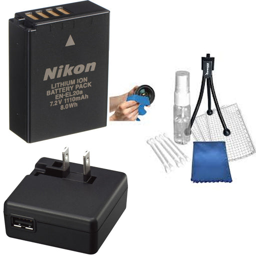 Nikon EN-EL20A Battery & Nikon EH-73P Adapter with Cleaning Kit