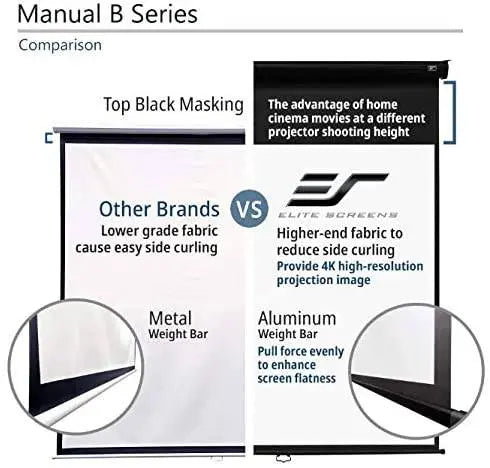 Elite Screens Manual B 100-INCH Manual Pull Down Projector Screen Diagonal