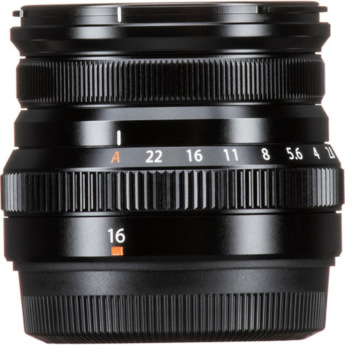 FUJIFILM XF 16mm f/2.8 R WR Lens (Black) with Starter Accessory Bundle: 64gb Memory Card, Fugifilm Lens Hood &amp; Cleaning Kit