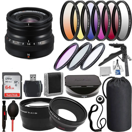 FUJIFILM XF 16mm f/2.8 R WR Lens (Black) with Accessory Bundle