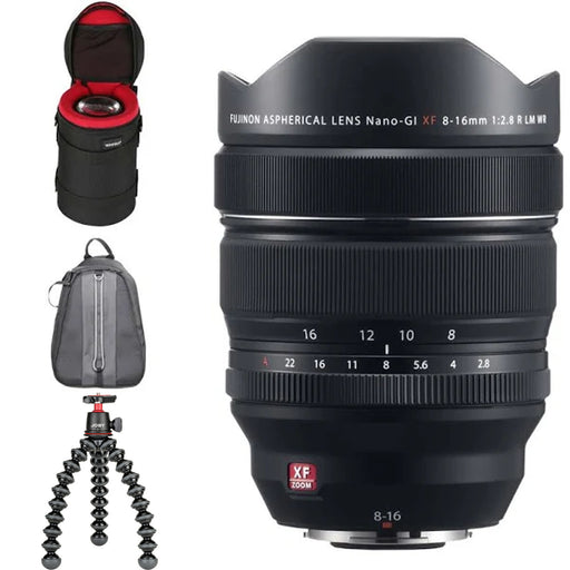 FUJIFILM XF 8-16mm f/2.8 R LM WR Lens Backpack, Lens Case &amp; Tripod