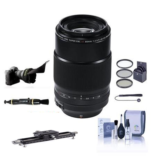 FUJIFILM XF 80mm f/2.8 R LM OIS WR Macro Lens Bundle Rotating Clamp, Flex Lens Shade + Accessories