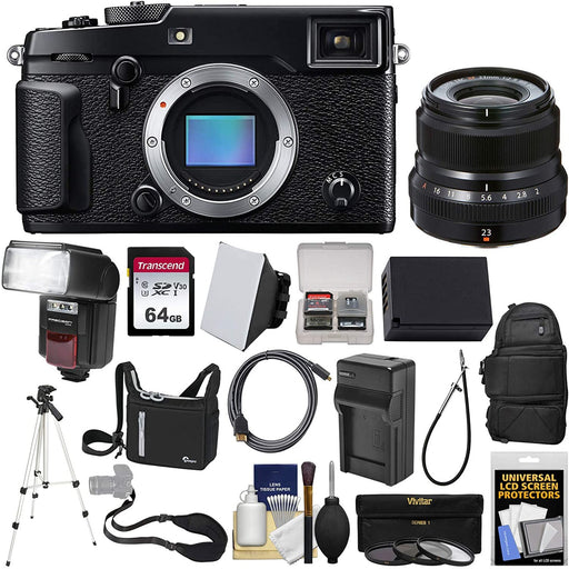 Fujifilm X-Pro2 Wi-Fi Digital Camera Body with 23mm f/2.0 XF Lens + 64GB Card + Case + Flash + Battery & Charger + Tripod + Kit
