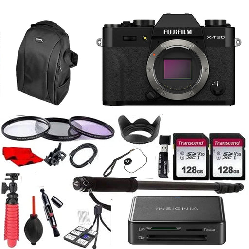 FUJIFILM X-T30 II Mirrorless Camera (Black) W/ 256GB & More