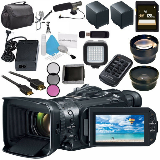 Canon VIXIA GX10 UHD 4K Camcorder Supreme Bundle with 128GB SDXC Card & 160 LED