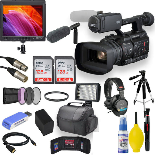 JVC GY-HC500U Handheld Connected Cam 1" 4K Professional Camcorder with Field Monitor Mega Bundle
