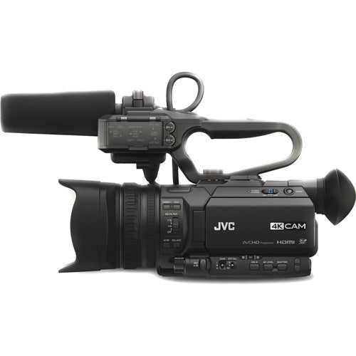 JVC GY-HM180 Ultra HD 4K Camcorder with HD-SDI GY-HM180U |Extra Battery, UV Filter, Tripod, Padded Case, LED Light, 64GB MC & More Starter Bundle
