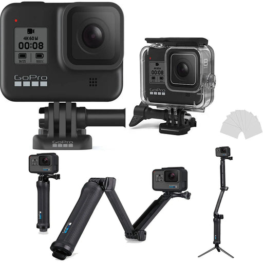 GoPro HERO8 Black w/ GoPro 3-Way Grip, Arm, Tripod & Housing Case Diving Protective Housing Shell