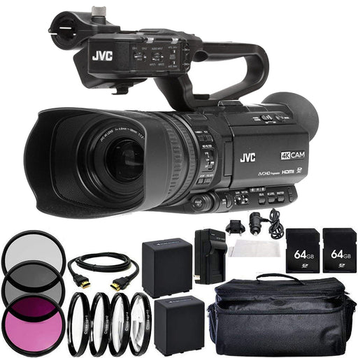 JVC GY-HM250 UHD 4K Streaming Camcorder with Built-in Lower-Thirds Graphics-2x Replacement Batteries + AC/DC Rapic Home & Travel Charger etc