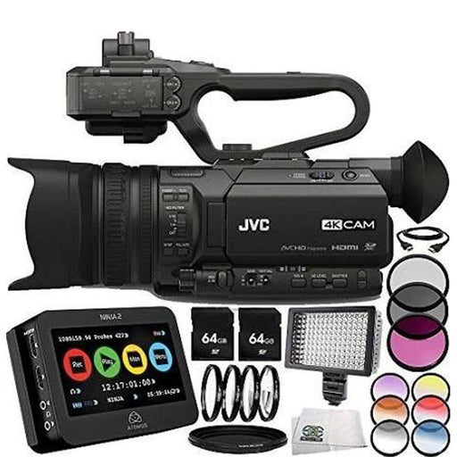 JVC GY-HM170U Ultra 4K HD 4KCAM Professional Camcorder & Top Handle Audio Unit with XLR Microphone + 64GB Card + Hard Case + MORE