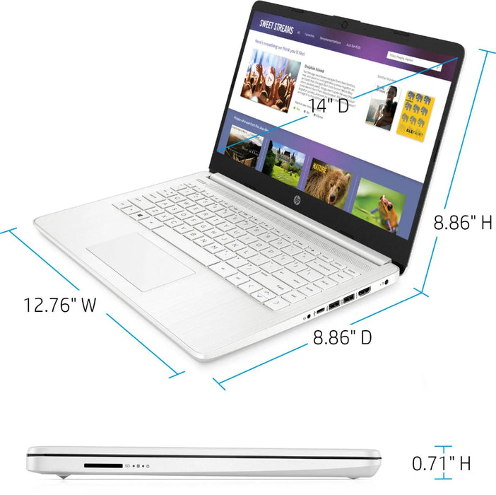 HP - 14&quot; Laptop - Intel Celeron - 4GB Memory - 64GB eMMC - Snowflake White