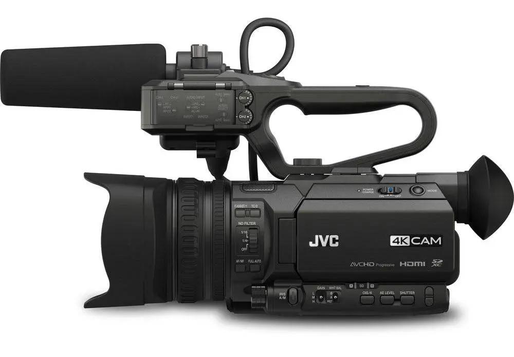 JVC GY-HM200U/250 Ultra 4K HD 4KCAM Professional Camcorder &amp; Top Handle Audio Unit with XLR Microphone 64GB Card Reader Kit