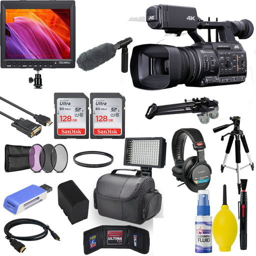 JVC GY-HC550 Handheld Connected Cam 1" 4K Broadcast Camcorder with Field Monitor Mega Bundle
