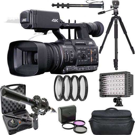 JVC GY-HC550 Handheld Connected Cam 1" 4K Broadcast Camcorder with XM-55 MICROPHONE KIT, 72'' Tripod, 72'' Monopod, Filter Kit & Close-ups Kit Bundle