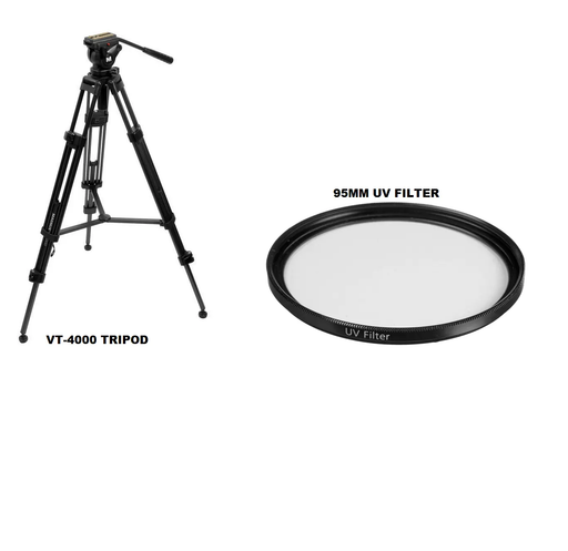 Magnus VT-4000 Tripod System with Fluid Head &amp; 95mm UV Filter kit