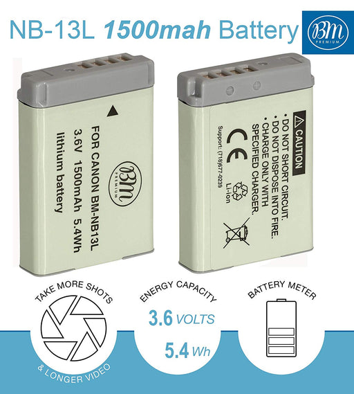 NJA 2-Pack of NB-13L Batteries and Charger Kit for Canon PowerShot