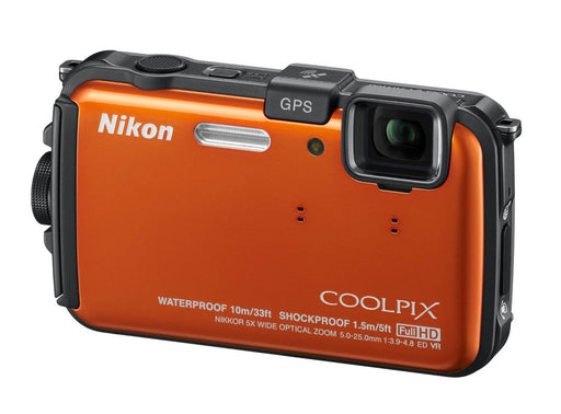 Nikon COOLPIX AW100 16 MP CMOS Waterproof Digital Camera with GPS and Full HD 1080p Video (Orange)