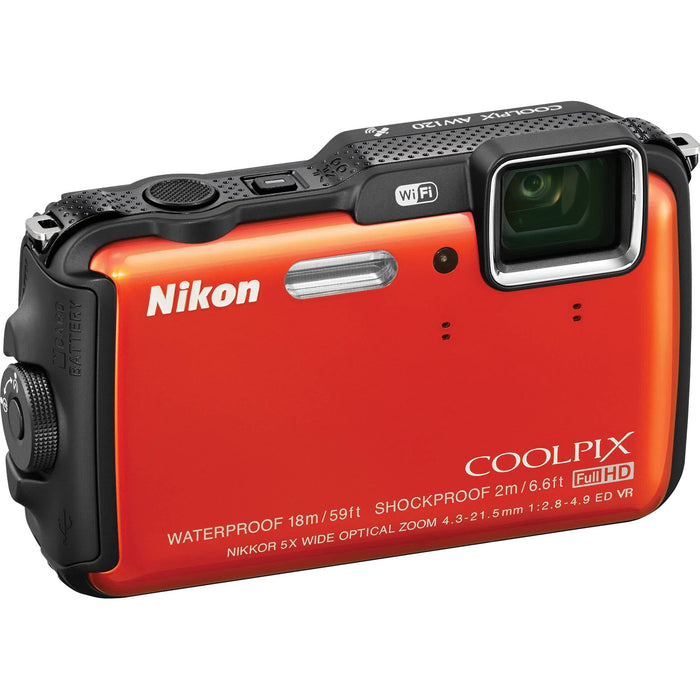 Nikon COOLPIX AW120 16.1 MP Wi-Fi and Waterproof Digital Camera with GPS and Full HD 1080p Video (Orange)