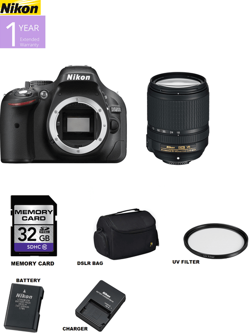 Nikon D5200/D5600 DSLR Camera with 18-105mm Lens Kit | Sandisk 32GB | Case | 67MM UV Filter