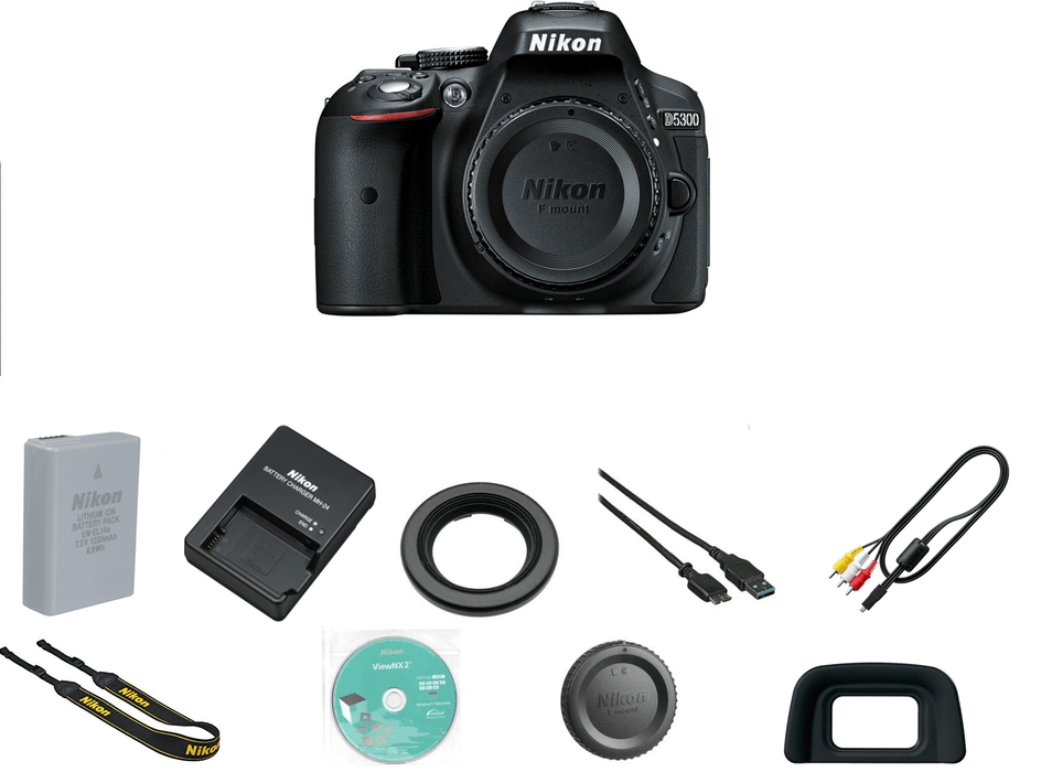 Nikon D5300/D5600 DSLR Camera (Body Only, Black) with Sandisk 32GB | Spider Tripod | Case & 3 Year Extended Warranty