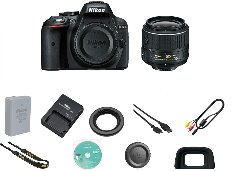 Nikon D5300/D5600 DSLR Camera with 18-55mm Lens & Sandisk 32GB Memory Card | UV Filter | Cleaning Kit