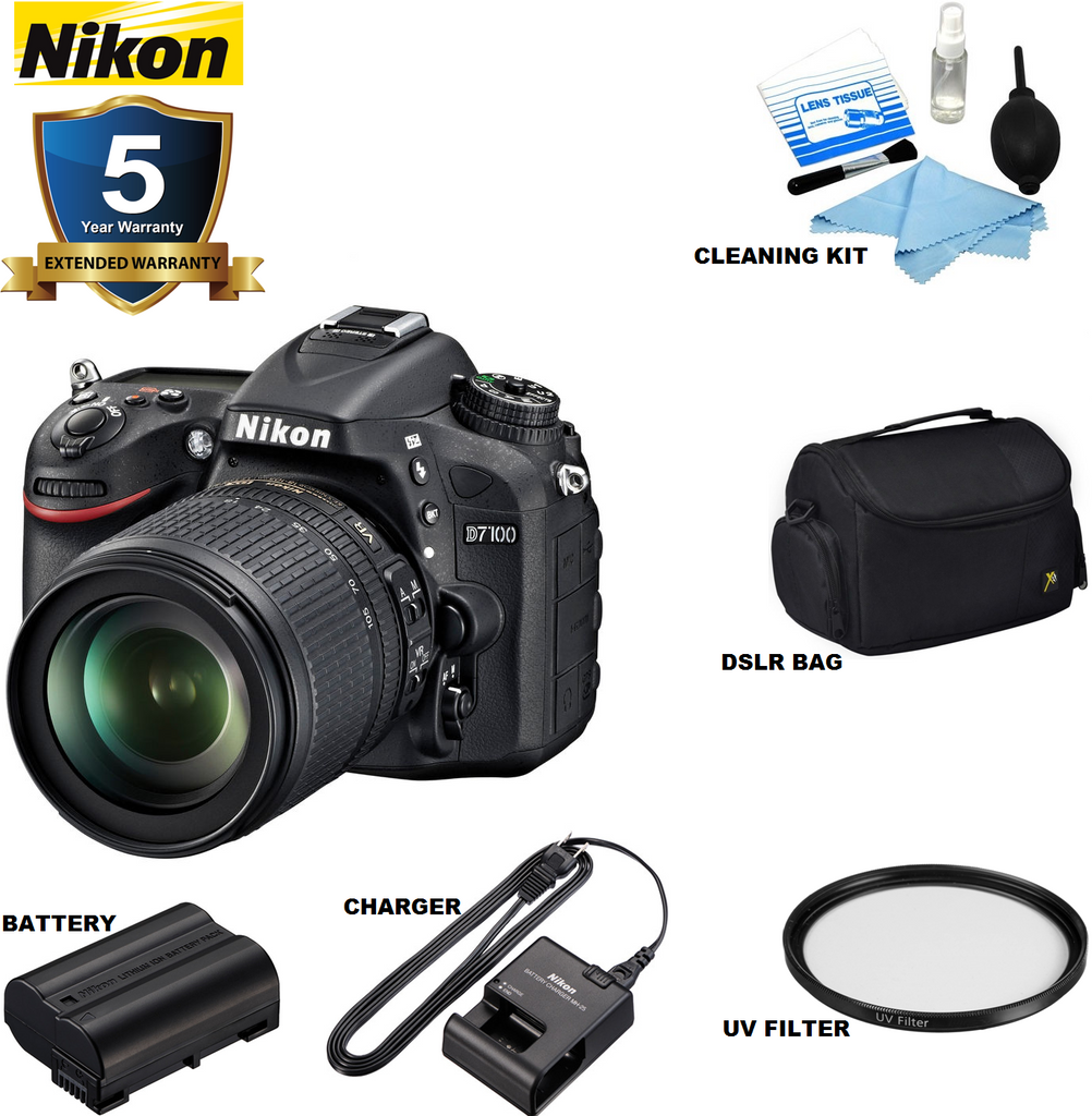 Nikon D7100 DSLR Camera with 18-105mm Lens USA Retail Model