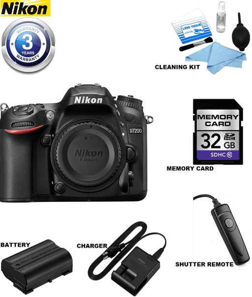 Nikon D7200/D7500 DSLR Camera (Body Only) with 32GB | Shutter Remote | Cleaning Kit &amp; 3 Year Extended Warranty