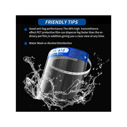 NJA 2 Pack Safety Face Shield, All-Round Protection Headband with Clear Wide Sunshade Anti-s-mog Lens