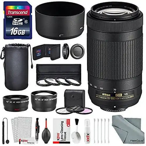 Nikon AF-P DX Nikkor 70-300mm f/4.5-6.3G Ed VR Lens with Additional Accessories