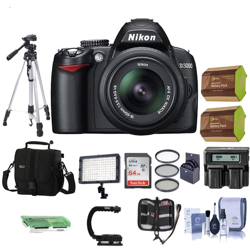 Nikon D3000/D3500 10.2MP Digital SLR Camera with 18-55mm &amp; 70-300mm G ED Zoom Lens 64GB Accessory Bundle