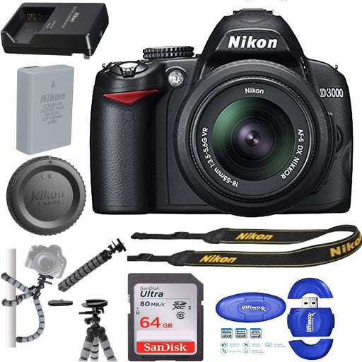 Nikon D3000/D3500 10.2MP Digital SLR Camera with 18-55mm Starter Bundle