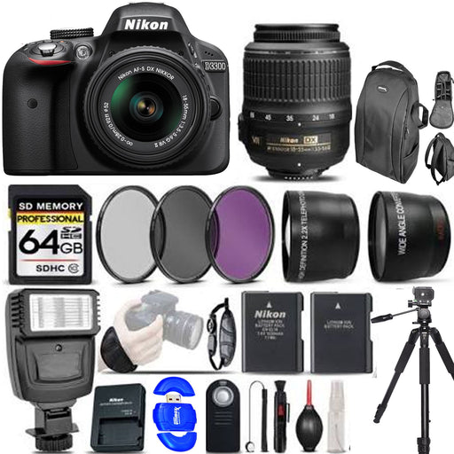 Nikon D3300/D3500 DSLR Camera with 18-55mm Lens (Black) Ultimate Saving Bundle