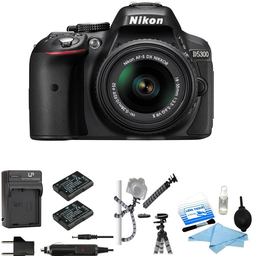 Nikon D5300/D5600 DSLR Camera with 18-55mm Lens with Cleaning Kit | Flexible Mini Tripod | Spare Battery & AC/DC Charger