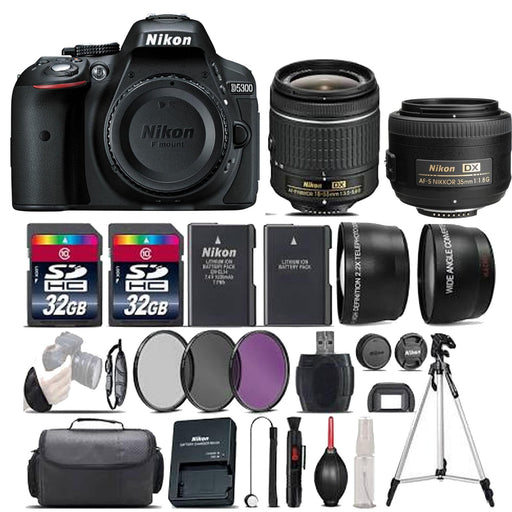 Nikon D5300/D5600 DSLR Camera with 18-55mm Lens & Nikon AF-S DX NIKKOR 35mm f/1.8G Lens Essential Package