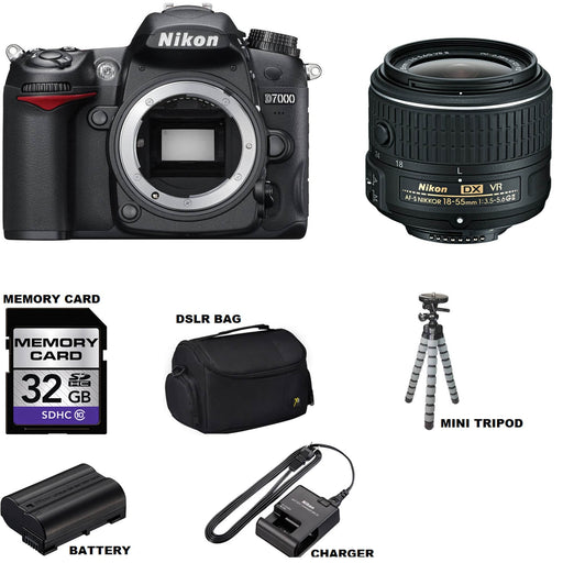 Nikon D7000/D7500 DSLR Camera with 18-55mm VR II Kit USA with Sandisk 32GB MC | Case | Spider Tripod &amp; 3 Year Extended Warranty