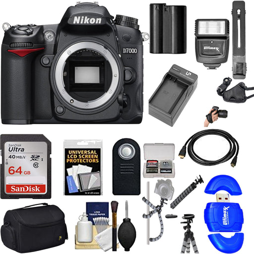 Nikon D7000/D7500 SLR Digital Camera (Body Only) with 64GB Card & Battery Bundle
