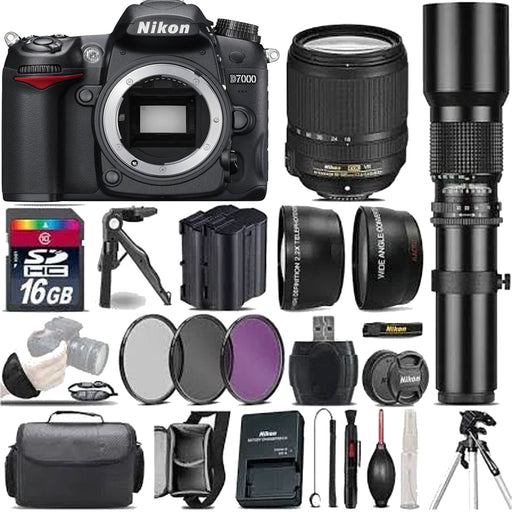 Nikon D7000/D7500 DSLR Camera with 18-140mm VR Lens & 500mm Preset Lens Deluxe Bundle