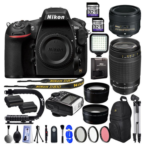 Nikon D810 DSLR Camera with 50mm 1.8G & AF 70-300mm Lenses Supreme Bundle