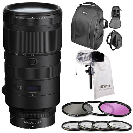 Nikon NIKKOR Z 70-200mm f/2.8 VR S Lens 77MM Filter Kit & Close-Up Filters | DSLR BackPack | Rain Protection