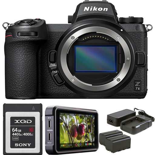 Nikon Z 7II Mirrorless Digital Camera (Body Only) with Atomos Ninja V 5" | Atomos Power Kit v2 & Sony 64GB G Series XQD