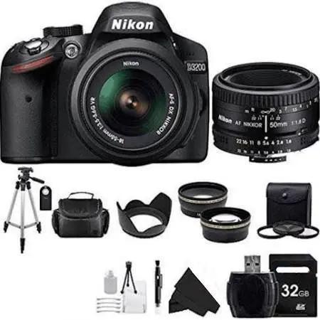 Nikon D3200/D3500 Digital SLR Camera with 18-55mm Nikkor VR Lens &amp; Nikon 50mm 1.8D Essential Package