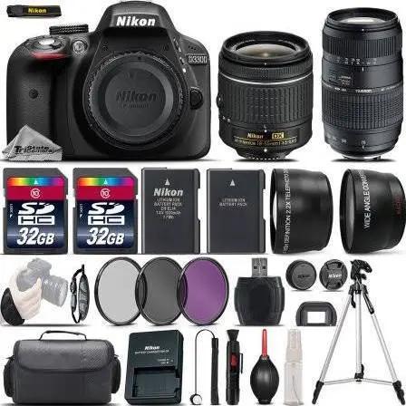 Nikon D3300/D3500 Digital SLR Camera 18-55mm VR 70-300mm 64GB Deluxe Bundle
