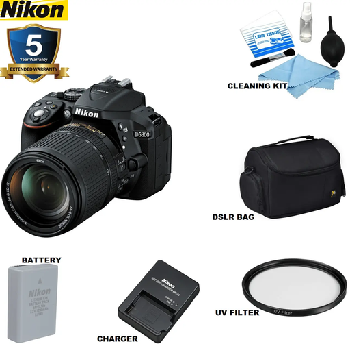 Nikon D5300 DSLR Camera w/Nikon 18-140mm Lens - Black USA Retail Model