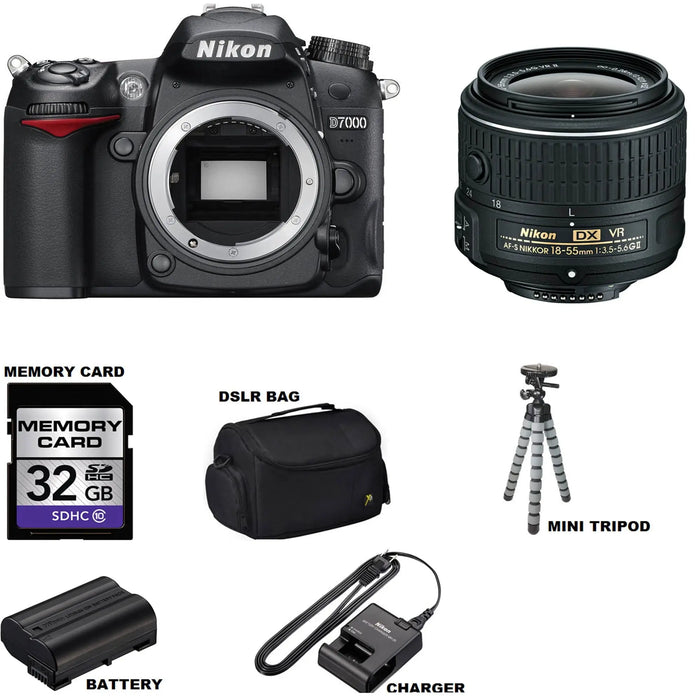 Nikon D7000/D7500 DSLR Camera with 18-55mm VR II Kit USA with Sandisk 32GB MC | Case | Spider Tripod &amp; 3 Year Extended Warranty