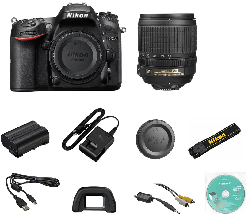 Nikon D7200/D7500 Digital SLR Camera with 18-105mm Lens | Medium Carrying Case | UV Filter | Cleaning Kit &amp; 3 Year Limited Warranty