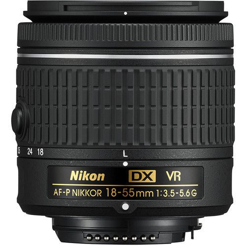 Nikon AF-P DX NIKKOR 18-55mm f/3.5-5.6G VR len W/ Remote & Cleaning Kit