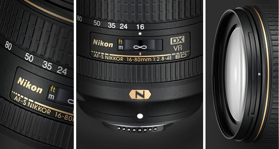 Nikon AF-S DX NIKKOR 16-80mm f/2.8-4E ED VR Lens with 3 Filters | Flash | Diffuser | Softbox Bundle
