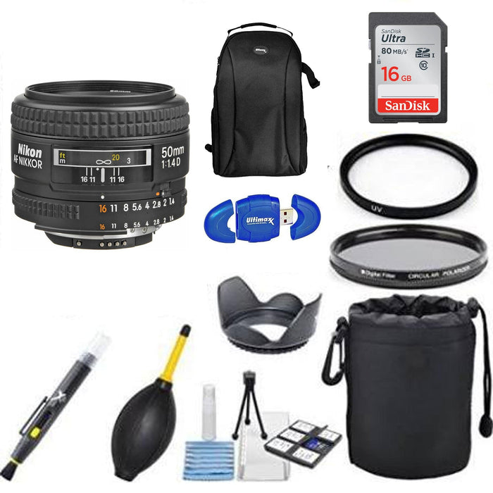 Nikon AF NIKKOR 50mm f/1.4D Autofocus Lens With 16 GB &amp; More